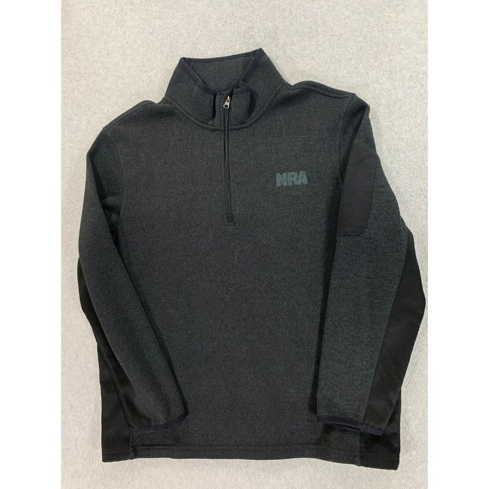 NRA Quarter Zip Cotton Heavy Pullover Sweater (Men's XL) Dark Gray‎